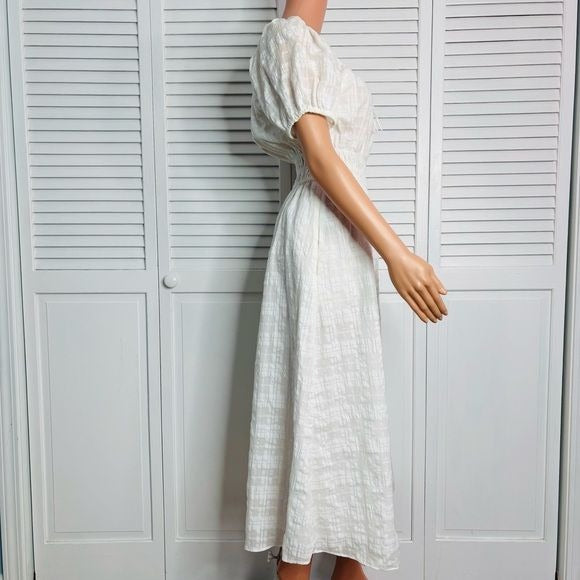 MADEWELL Sophia Midi Dress in Seersucker Check Size Small