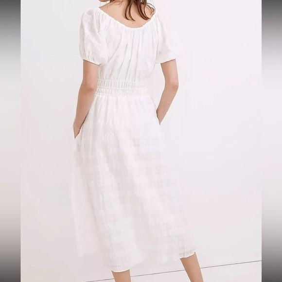 MADEWELL Sophia Midi Dress in Seersucker Check Size Small