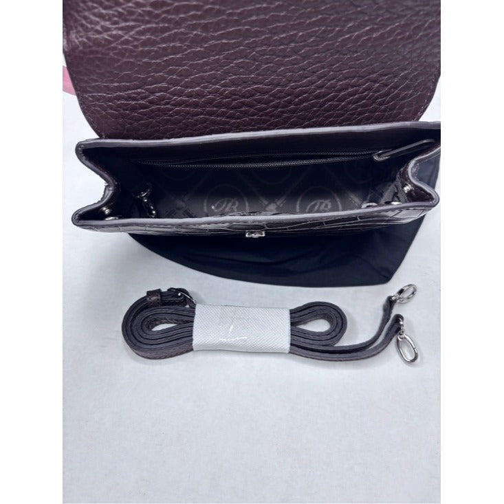 New BRIGHTON Brown Ferrara Mini Klara Croc Top Handle Crossbody Bag