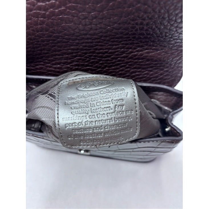 New BRIGHTON Brown Ferrara Mini Klara Croc Top Handle Crossbody Bag