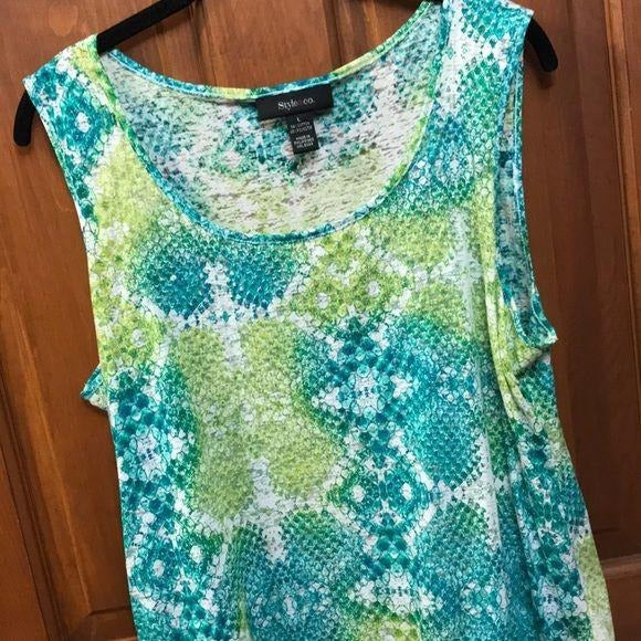 STYLE & CO Green Tank Top Size Large