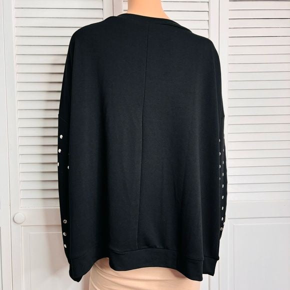 *NEW* LANE BRYANT Boatneck Studded Black Sweatshirt Size 18/20