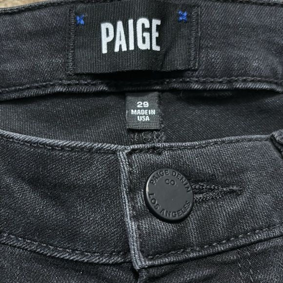 PAIGE Verdugo Black Raw Hem Ankle Jeans Size 29