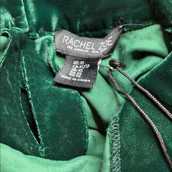 New RACHEL ZOE Emerald Velour Bateau Neck Long Sleeve Blouse Size XS