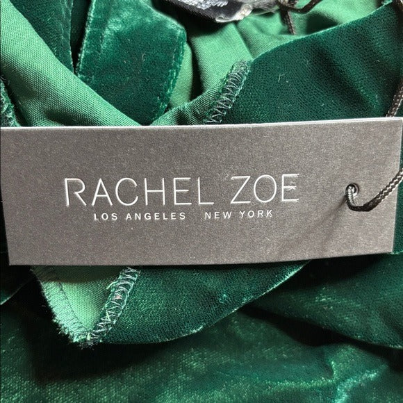 New RACHEL ZOE Emerald Velour Bateau Neck Long Sleeve Blouse Size XS