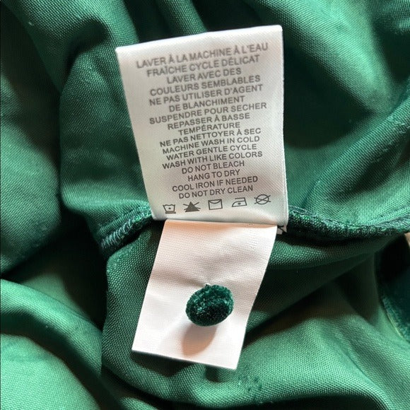 New RACHEL ZOE Emerald Velour Bateau Neck Long Sleeve Blouse Size XS