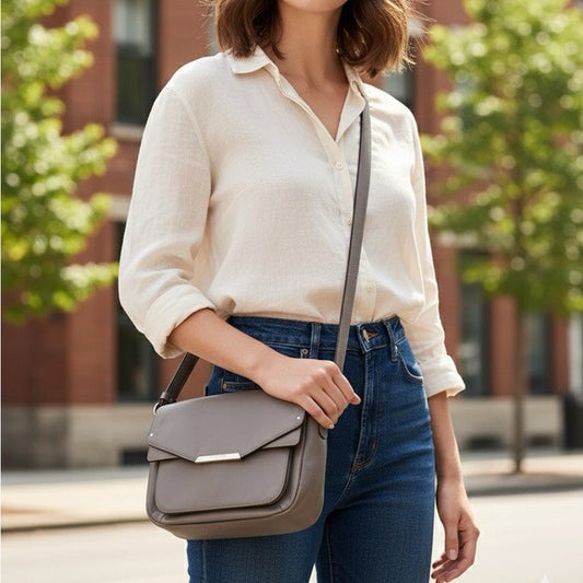 COACH Taylor Taupe Mini Leather Crossbody Bag