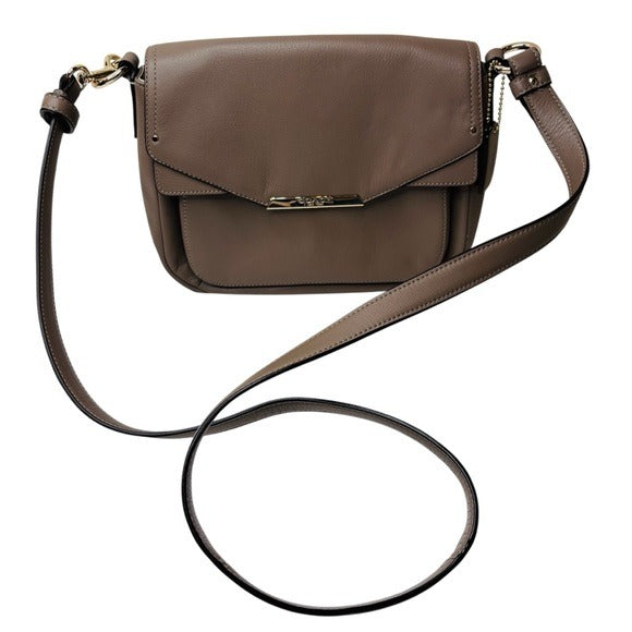 COACH Taylor Taupe Mini Leather Crossbody Bag