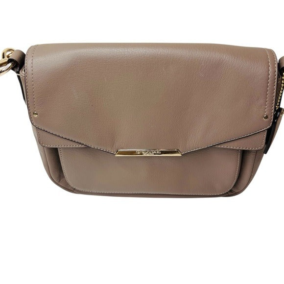 COACH Taylor Taupe Mini Leather Crossbody Bag