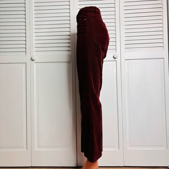 MANGO Burgundy Sienna Flare Crop Corduroy Pants Size 8