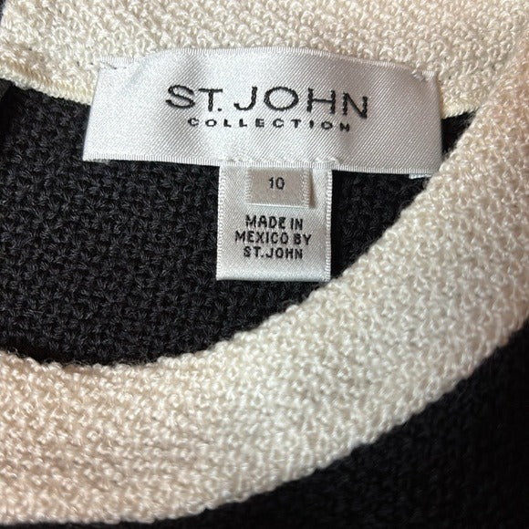 ST. JOHN Nouveau Boucle Knit Colorblock Sheath Dress Size 10