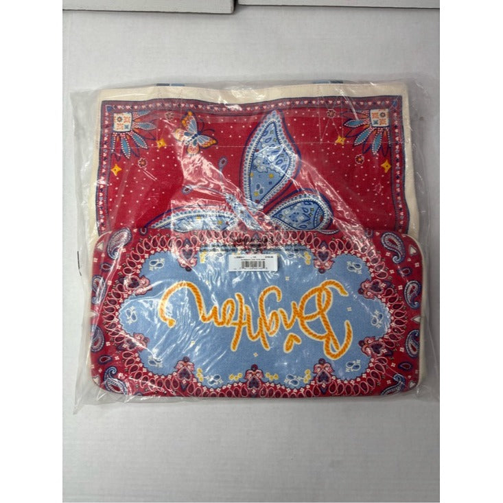 New Brighton Bandana Love Red Blue Paisley Tote Canvas Bag