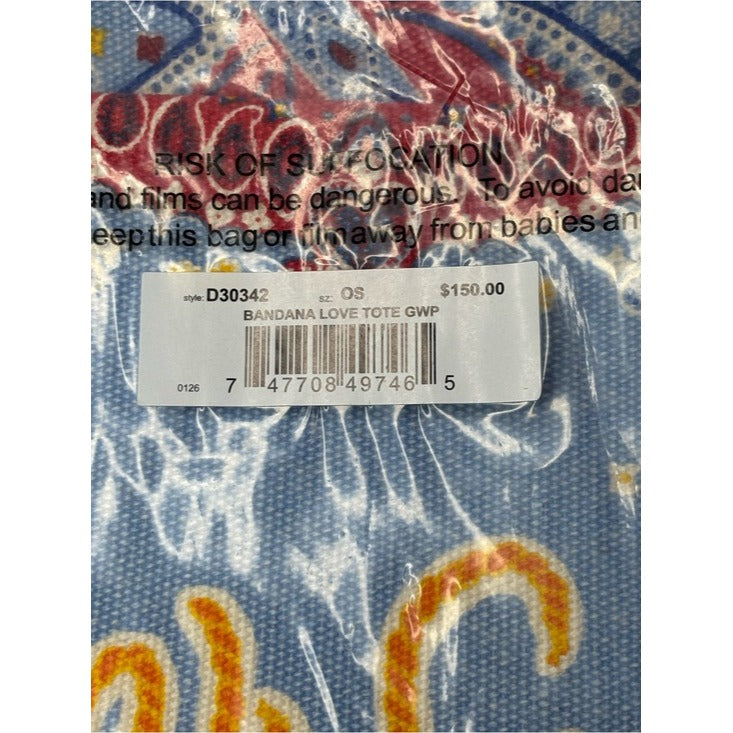 New Brighton Bandana Love Red Blue Paisley Tote Canvas Bag