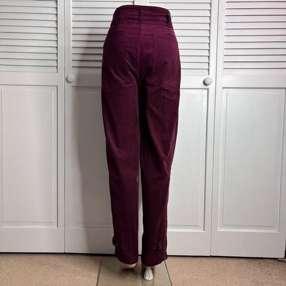 JOHNNY WAS Burgundy Cotton High Rise Corduroy Pants Size Medium