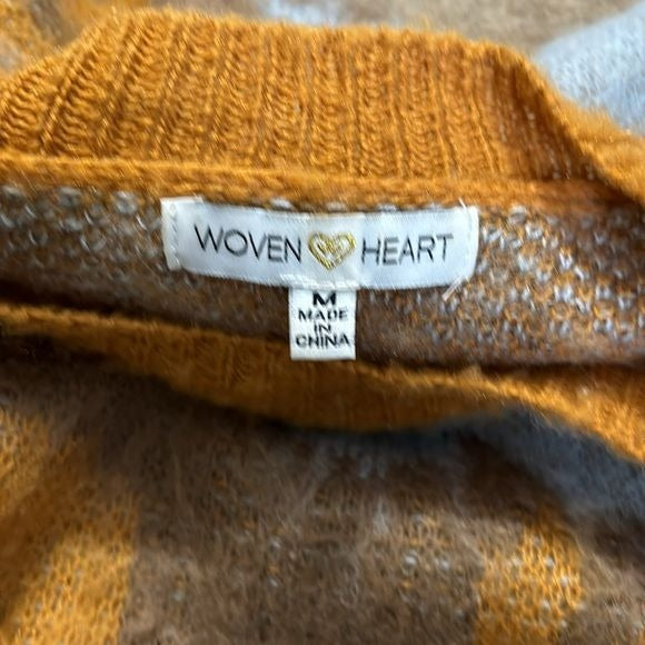 WOVEN HEART Brown and Blue Crew Neck Acrylic Sweater Size Medium