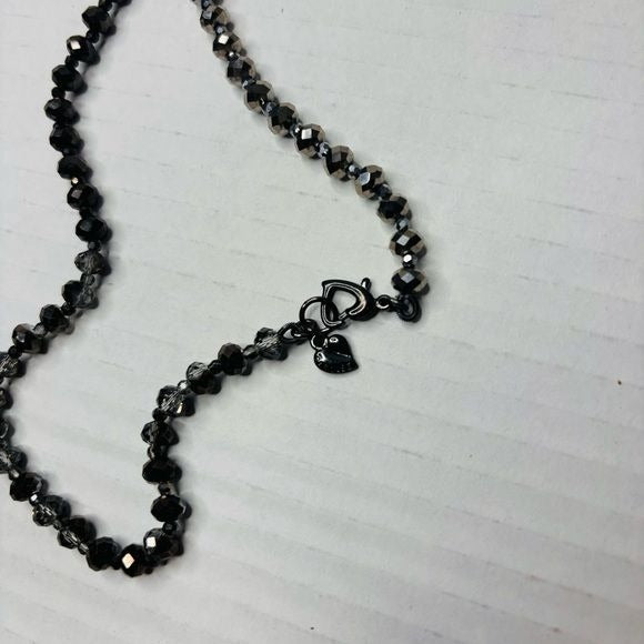 CAROL LEE Black Gray Crystal Extra Long Necklace