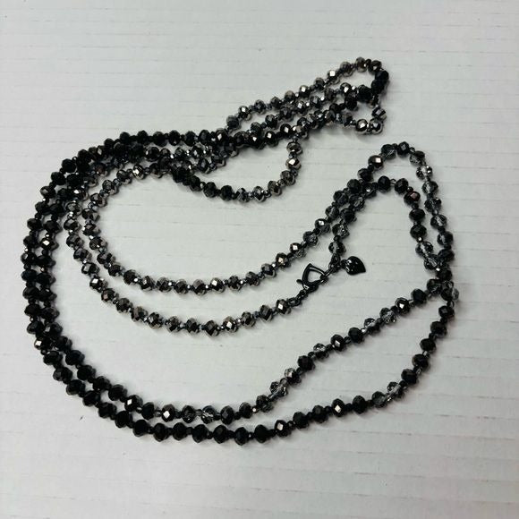 CAROL LEE Black Gray Crystal Extra Long Necklace