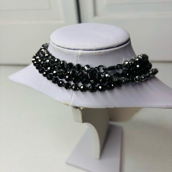 CAROL LEE Black Gray Crystal Extra Long Necklace