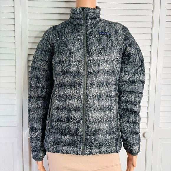 PATAGONIA Down Puffer Tree Graphic Bomber Jacket Size Small