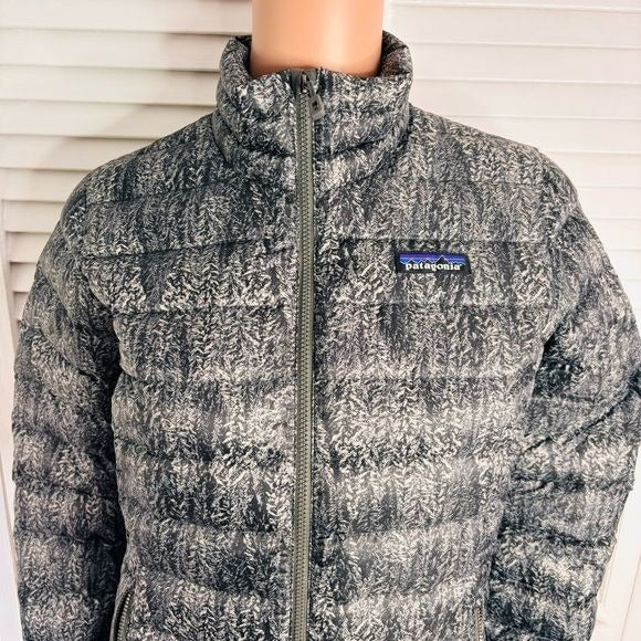 PATAGONIA Down Puffer Tree Graphic Bomber Jacket Size Small