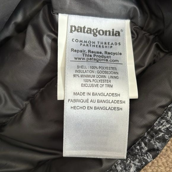 PATAGONIA Down Puffer Tree Graphic Bomber Jacket Size Small