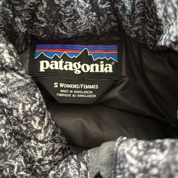 PATAGONIA Down Puffer Tree Graphic Bomber Jacket Size Small