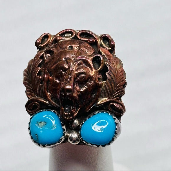 CHACO CANYON Running Bear Sterling Silver Navajo Ring Size 7
