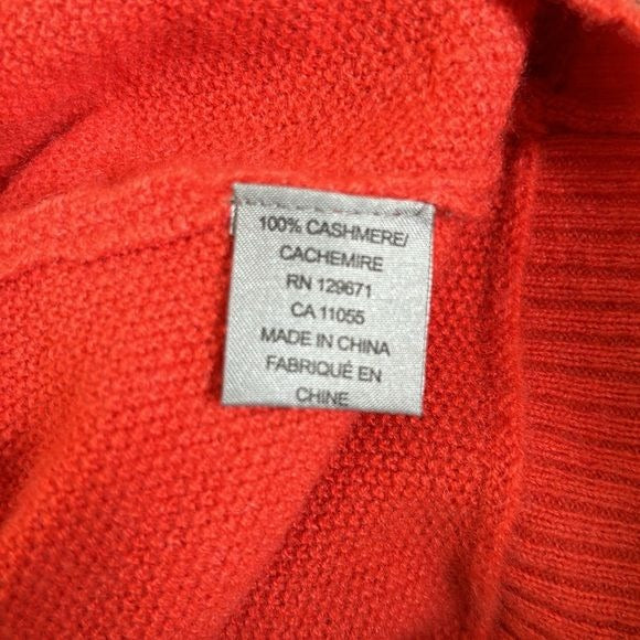 360 CASHMERE Orange V-Neck Oversized Sweater Size Small