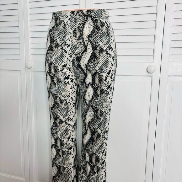 *NEW* GOOD LUCK GEM Snakeskin Print High Waist Flare Pants Size Large