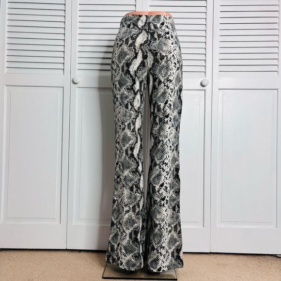 *NEW* GOOD LUCK GEM Snakeskin Print High Waist Flare Pants Size Large