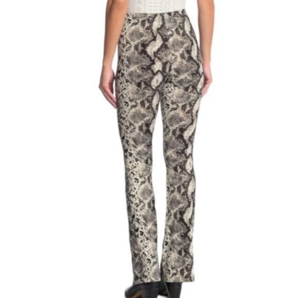 *NEW* GOOD LUCK GEM Snakeskin Print High Waist Flare Pants Size Large