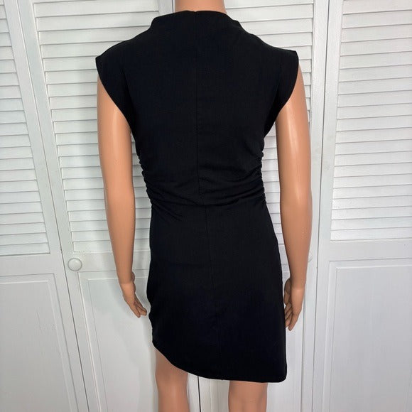 REFORMATION Black Mock Neck Ruched Mini Dress Size Medium