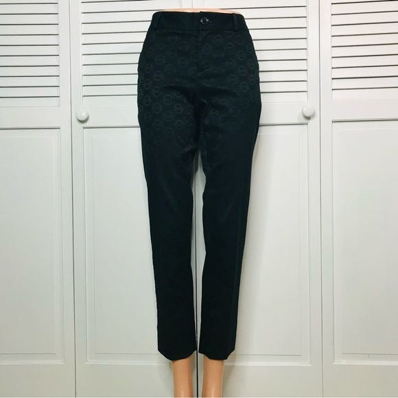 BANANA REPUBLIC Camden Jacquard Black Pants Size 2