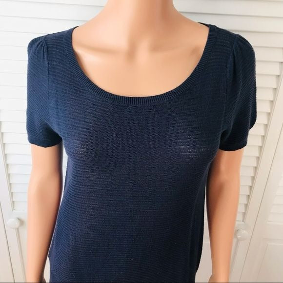 *NEW* ANN TAYLOR LOFT Navy Blue Short Sleeve Lightweight Sweater Size M