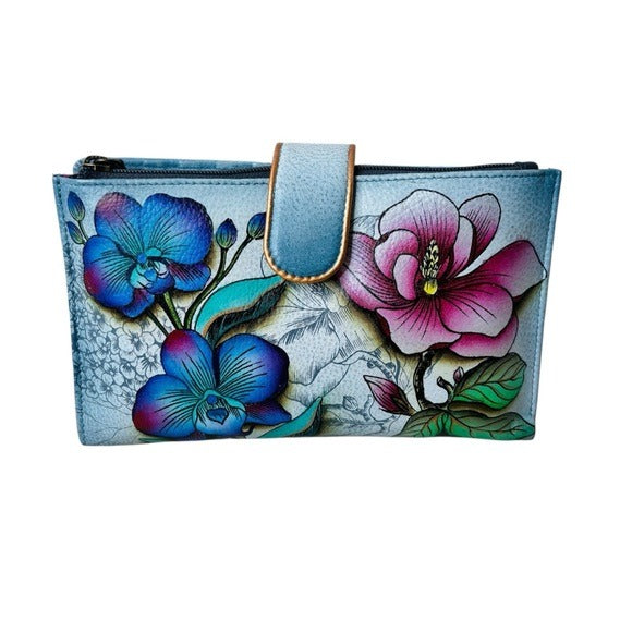 New ANUSCHKA Hand Painted Leather Large Wallet