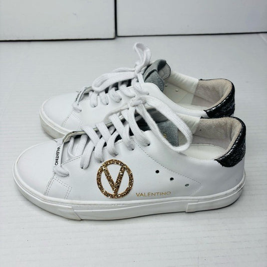 VALENTINO BY MARIO VALENTINO Laura Logo Low Top Leather Sneakers in White Size 8