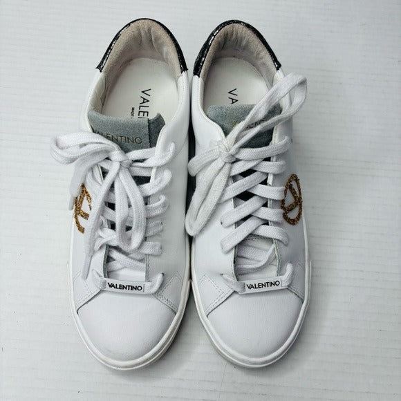 VALENTINO BY MARIO VALENTINO Laura Logo Low Top Leather Sneakers in White Size 8