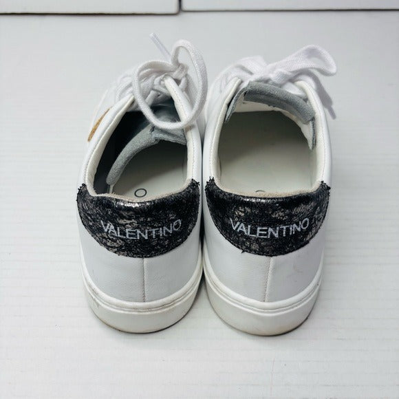 VALENTINO BY MARIO VALENTINO Laura Logo Low Top Leather Sneakers in White Size 8