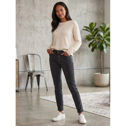 New Ecru Gray Edge Jean Velvet Corduroy Pants Size 2