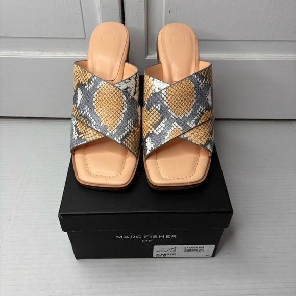 *NEW* MARC FISHER LTD Orange Snakeskin Print Barli Heeled Sandals