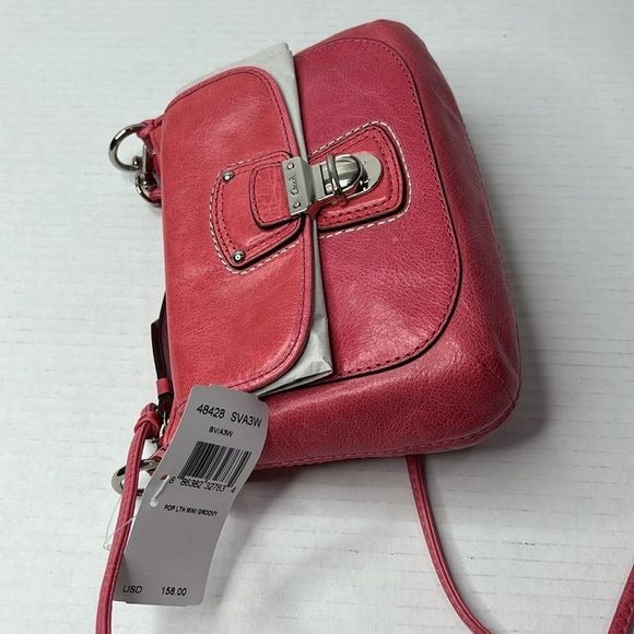 *NEW* COACH Poppy Pink Leather Mini Groovy Crossbody Bag