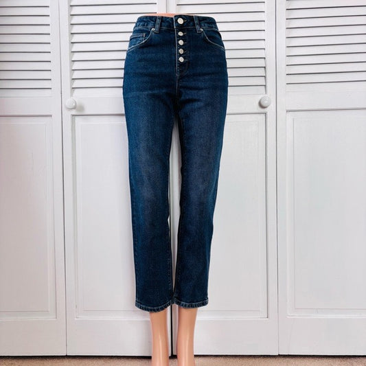 *New* REISS Dark Blue Bailey Mid Rise Slim Crop Straight Leg Size 24