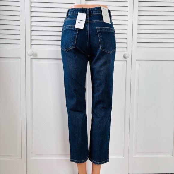 *New* REISS Dark Blue Bailey Mid Rise Slim Crop Straight Leg Size 24