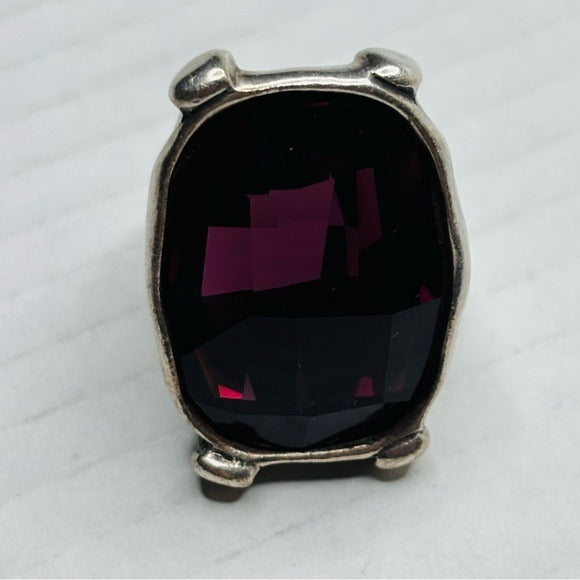 UNO DE 50 Aggerate Large Fuchsia Elements Crystal Ring Size 7