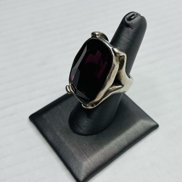 UNO DE 50 Aggerate Large Fuchsia Elements Crystal Ring Size 7