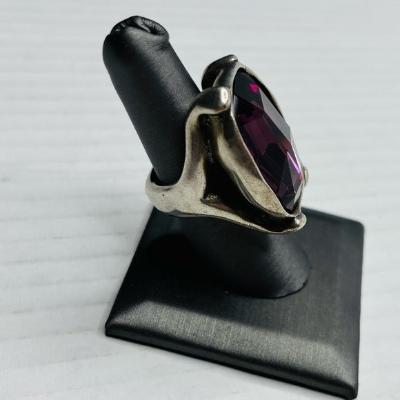 UNO DE 50 Aggerate Large Fuchsia Elements Crystal Ring Size 7