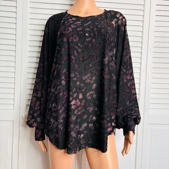 *NEW* KAREN KANE Berry Mountain Shirred Sleeve Top Size 1X