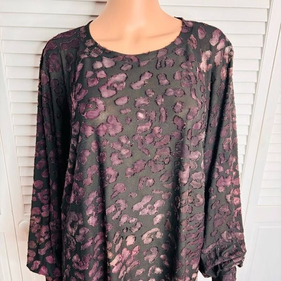 *NEW* KAREN KANE Berry Mountain Shirred Sleeve Top Size 1X