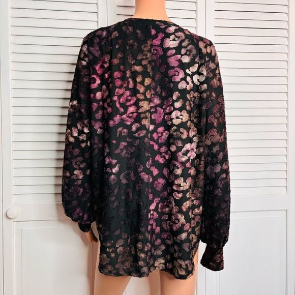 *NEW* KAREN KANE Berry Mountain Shirred Sleeve Top Size 1X