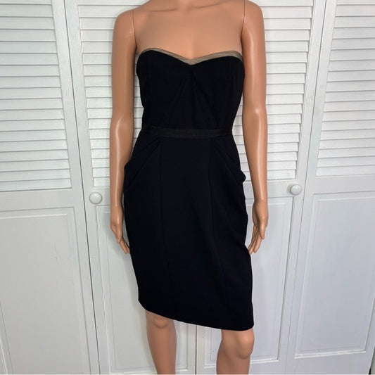 BCBGMAXAZRIA Daphne Corset Strapless Dress in Black Size 2